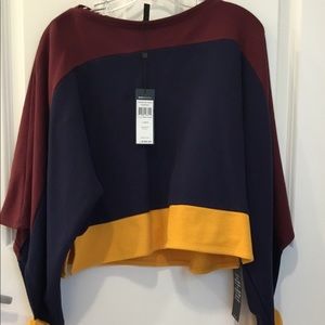 BCBGMAXAZRIA long SLV Courtney colorblocked Top